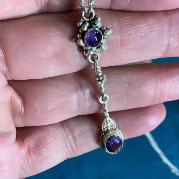 Vintage Sterling Amethyst Necklace - Picture 10 of 10